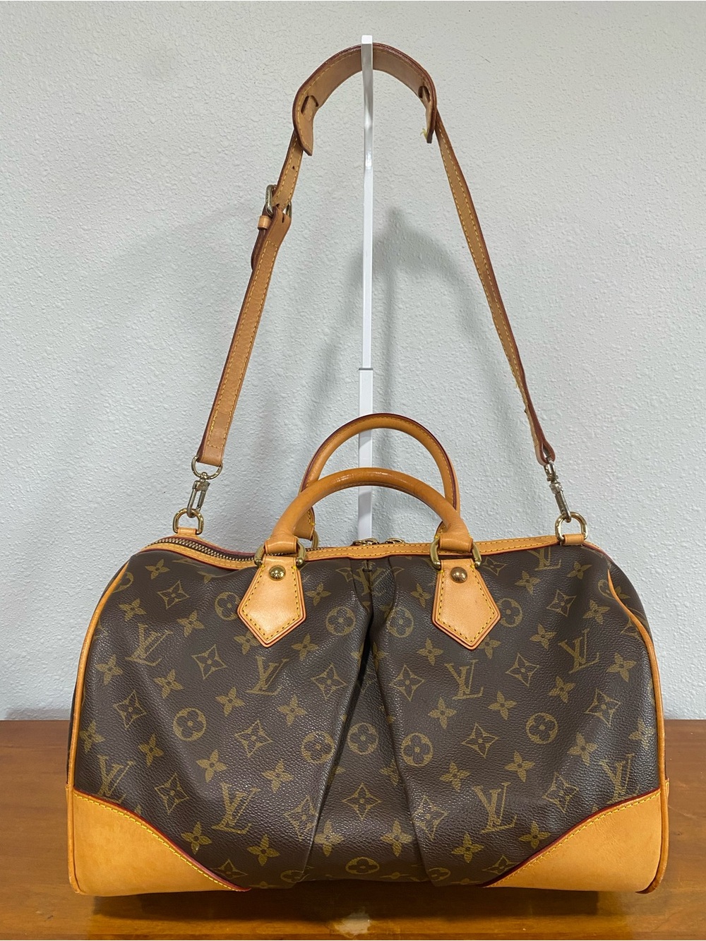 Monogram Travel Bag in Brown and Tan Leather